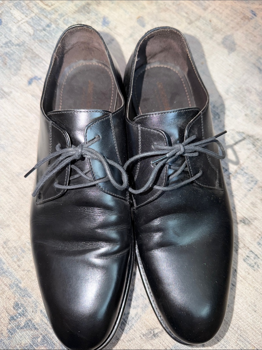 Johnston & Murphy Black Leather Derby Lace-Up Shoes